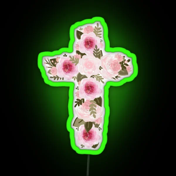 Floral Cross RGB Neon Sign
