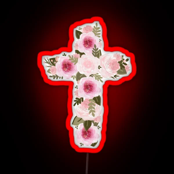 Floral Cross RGB Neon Sign