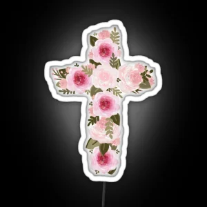 Floral Cross RGB Neon Sign