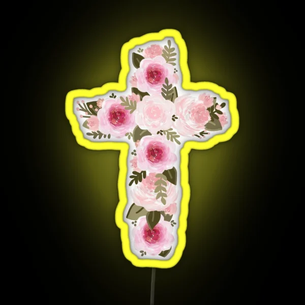 Floral Cross RGB Neon Sign