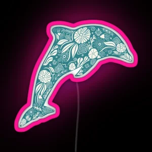 Floral Dolphin Friend RGB Neon Sign