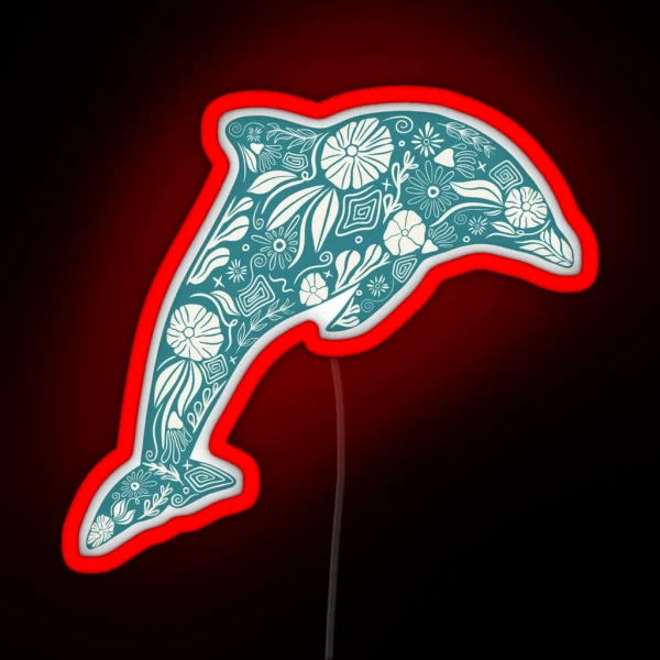 Floral Dolphin Friend RGB Neon Sign