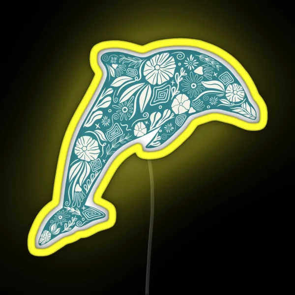Floral Dolphin Friend RGB Neon Sign