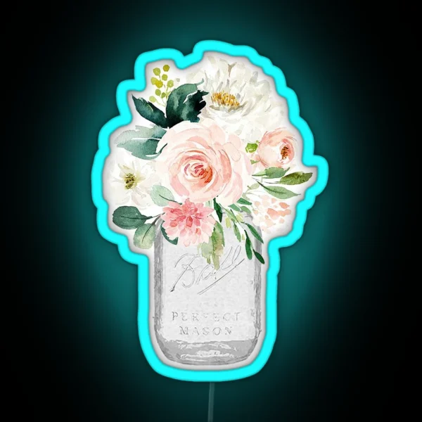 Floral Mason Jar RGB Neon Sign