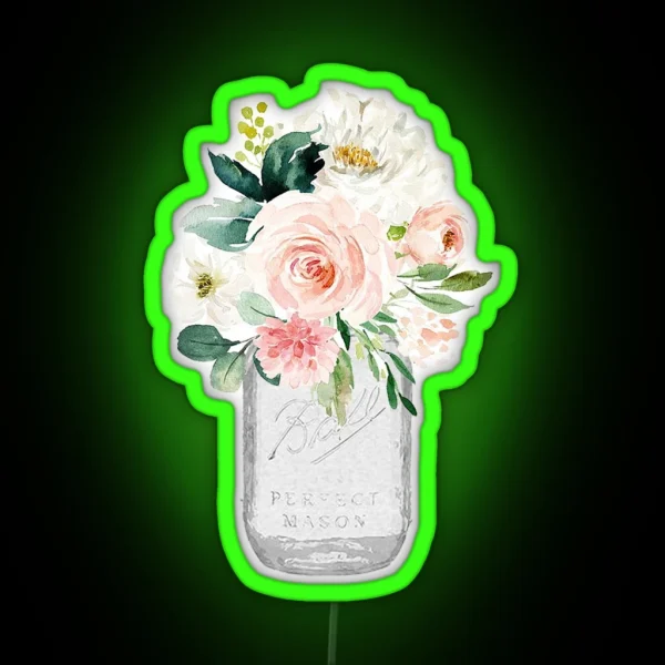 Floral Mason Jar RGB Neon Sign