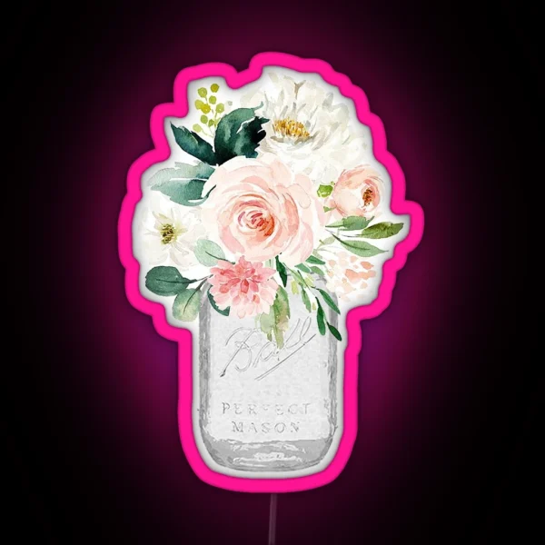 Floral Mason Jar RGB Neon Sign