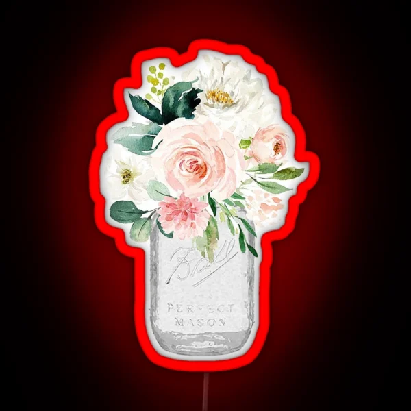 Floral Mason Jar RGB Neon Sign