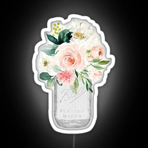 Floral Mason Jar RGB Neon Sign