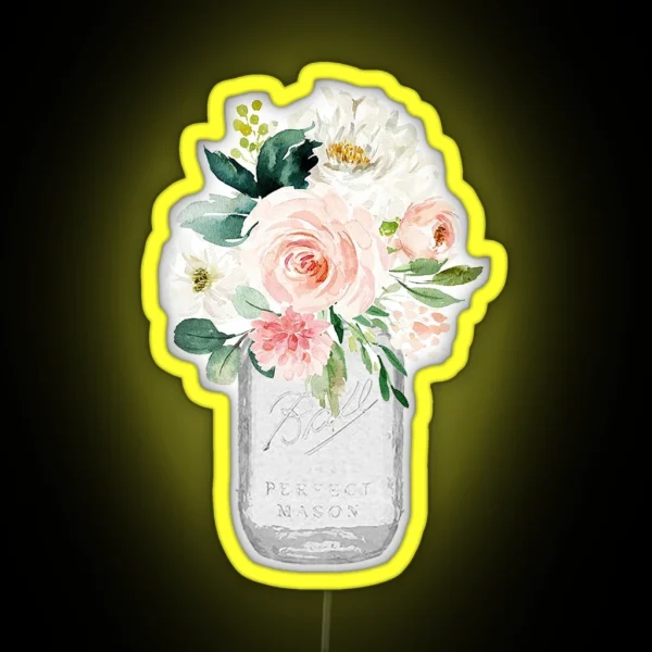 Floral Mason Jar RGB Neon Sign