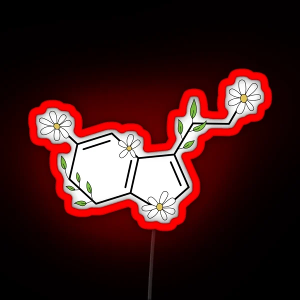 Floral Serotonin Molecule RGB Neon Sign