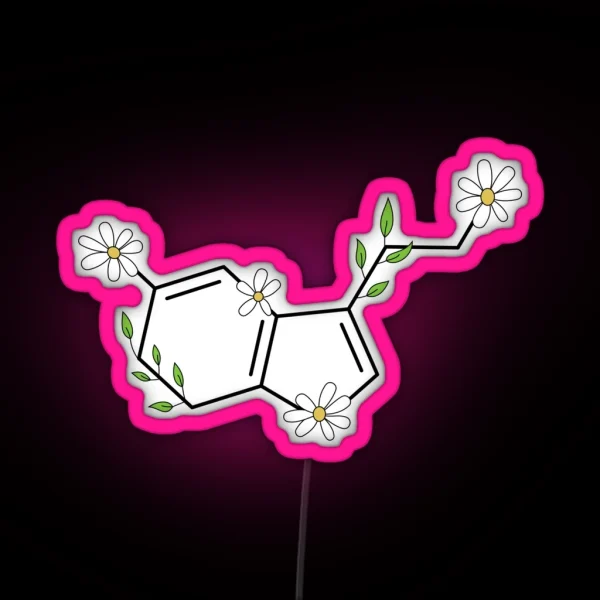 Floral Serotonin Molecule RGB Neon Sign