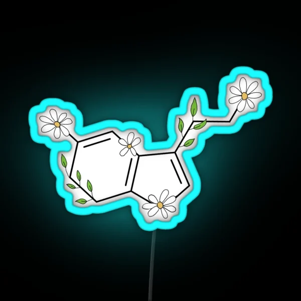 Floral Serotonin Molecule RGB Neon Sign