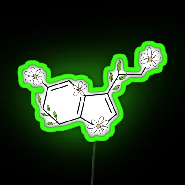 Floral Serotonin Molecule RGB Neon Sign