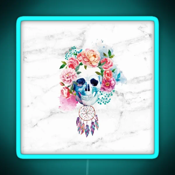 FLORAL SKULL RGB Neon Sign