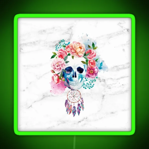 FLORAL SKULL RGB Neon Sign