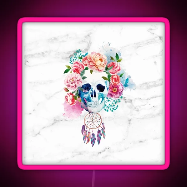 FLORAL SKULL RGB Neon Sign