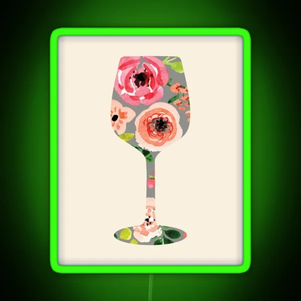 Floral Wine Glass RGB Neon Sign