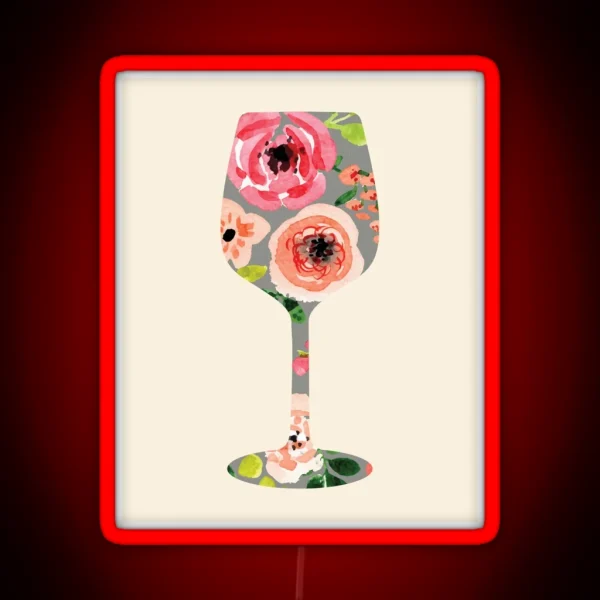 Floral Wine Glass RGB Neon Sign
