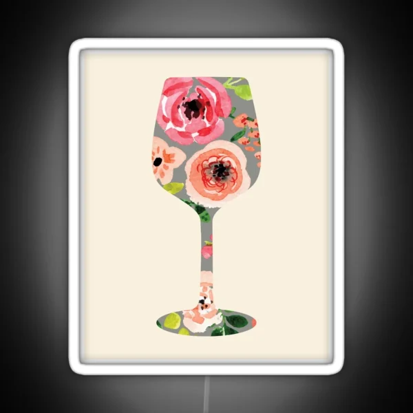 Floral Wine Glass RGB Neon Sign