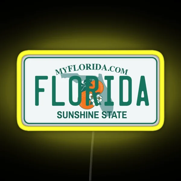 Florida License Plate RGB Neon Sign