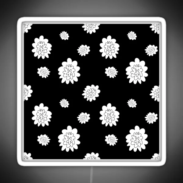 Flower Abstract Simple Line Black Seamless Pattern RGB Neon Sign