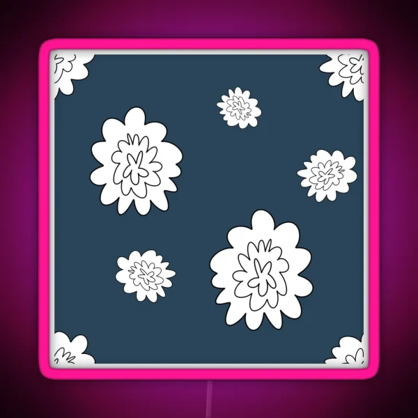 Flower Abstract Simple Lines Blue Seamless RGB Neon Sign