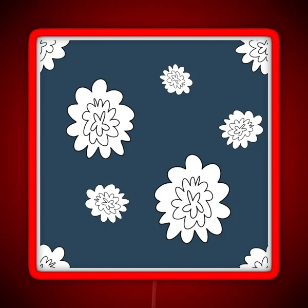 Flower Abstract Simple Lines Blue Seamless RGB Neon Sign