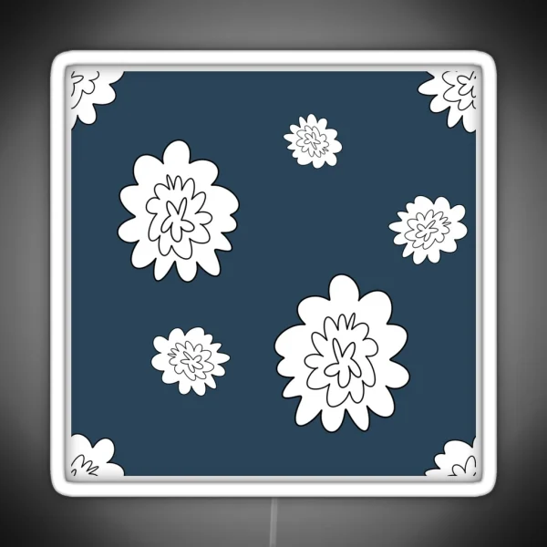 Flower Abstract Simple Lines Blue Seamless RGB Neon Sign