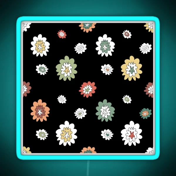 Flower Abstract Simple Lines Cute Colorful Pattern RGB Neon Sign