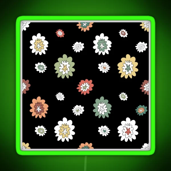 Flower Abstract Simple Lines Cute Colorful Pattern RGB Neon Sign