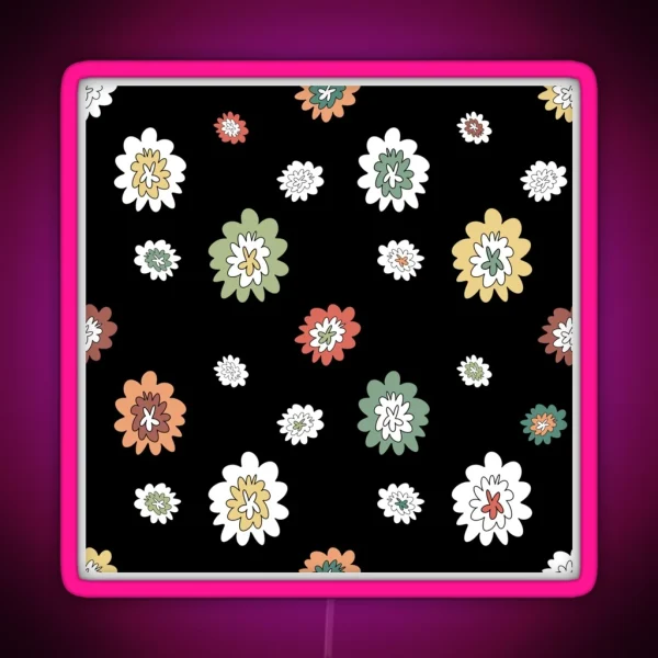 Flower Abstract Simple Lines Cute Colorful Pattern RGB Neon Sign