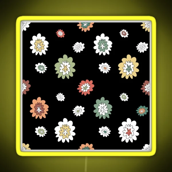 Flower Abstract Simple Lines Cute Colorful Pattern RGB Neon Sign