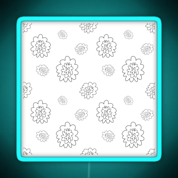 Flower Abstract Simple Lines Cute Seamless Pattern RGB Neon Sign