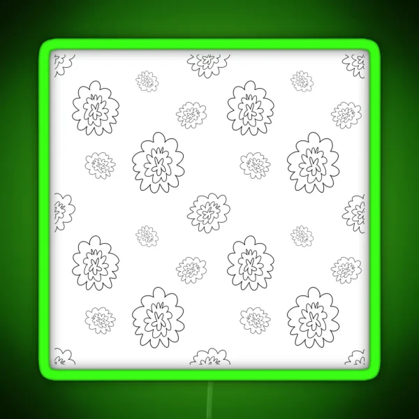 Flower Abstract Simple Lines Cute Seamless Pattern RGB Neon Sign