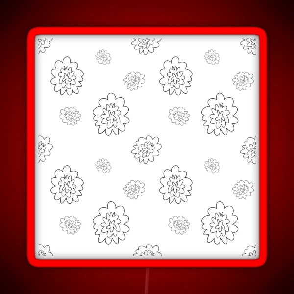 Flower Abstract Simple Lines Cute Seamless Pattern RGB Neon Sign