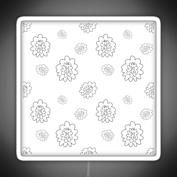 Flower Abstract Simple Lines Cute Seamless Pattern RGB Neon Sign