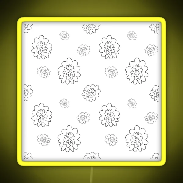 Flower Abstract Simple Lines Cute Seamless Pattern RGB Neon Sign