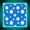 Neon blue flower design with abstract simple lines and RGB glow.