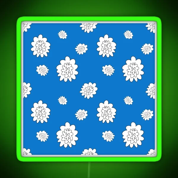 Flower Abstract Simple Lines Neon Blue Pattern RGB Neon Sign