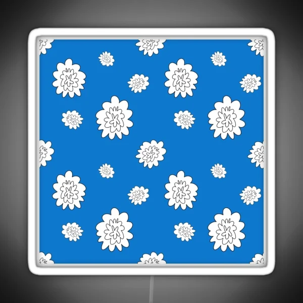 Flower Abstract Simple Lines Neon Blue Pattern RGB Neon Sign