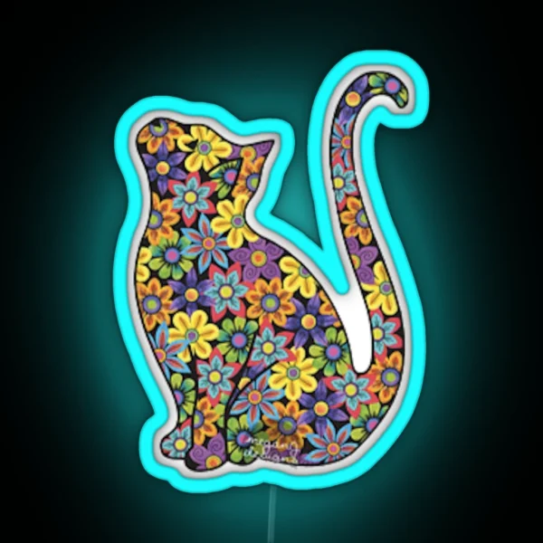 Flower Cat RGB Neon Sign