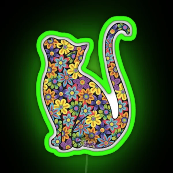 Flower Cat RGB Neon Sign
