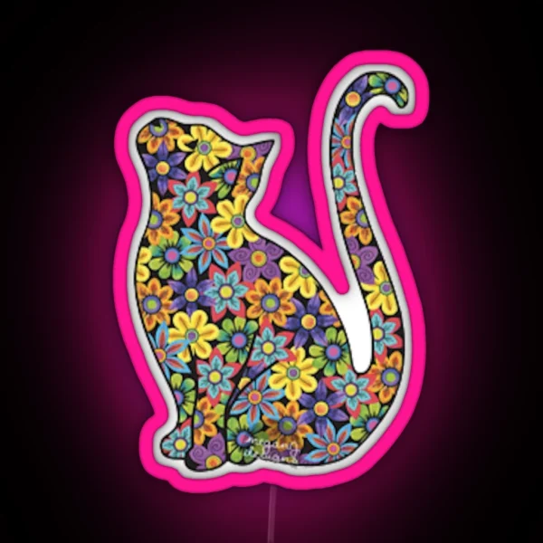 Flower Cat RGB Neon Sign