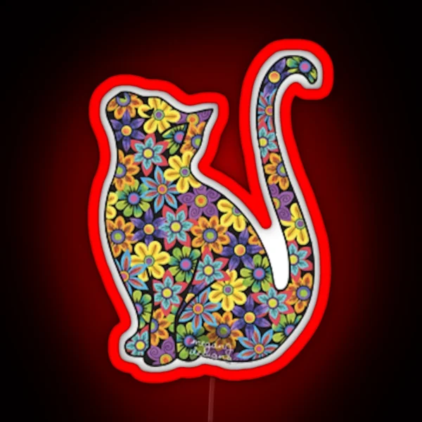 Flower Cat RGB Neon Sign
