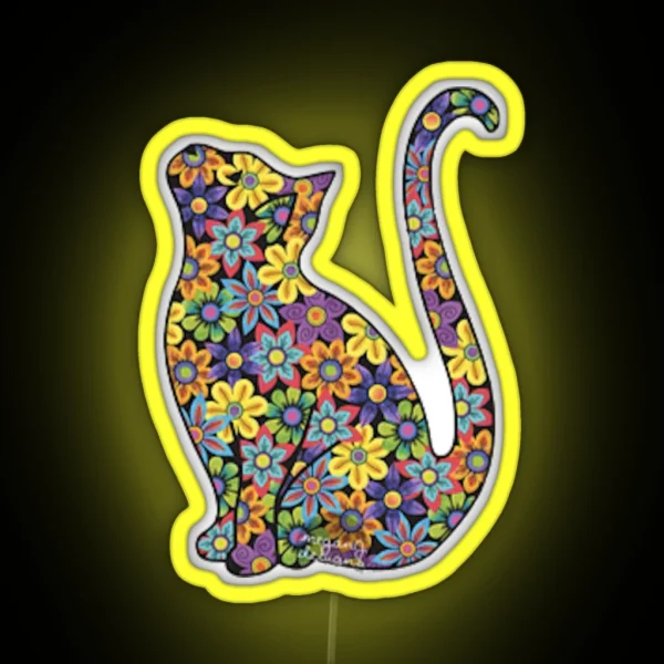 Flower Cat RGB Neon Sign