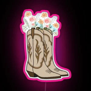 Flower Cowgirl Boots Led RGB Neon Sign