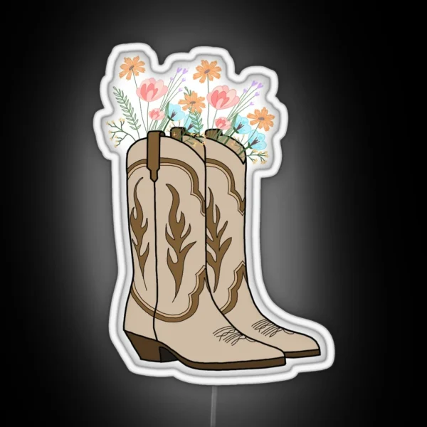 Flower Cowgirl Boots Led RGB Neon Sign