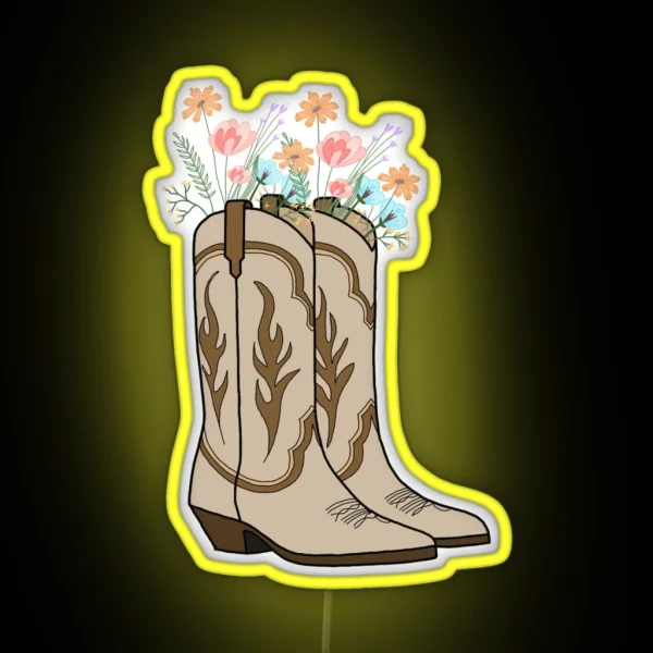 Flower Cowgirl Boots Led RGB Neon Sign