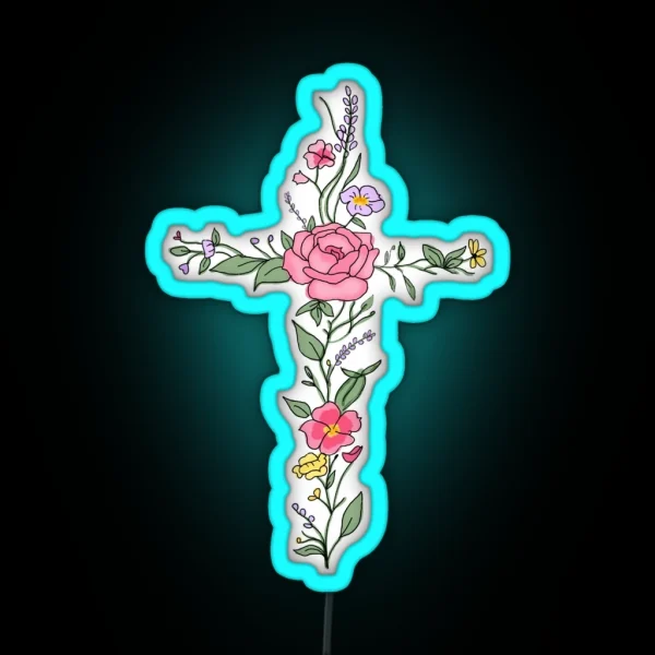 Flower Cross Mixed RGB Neon Sign