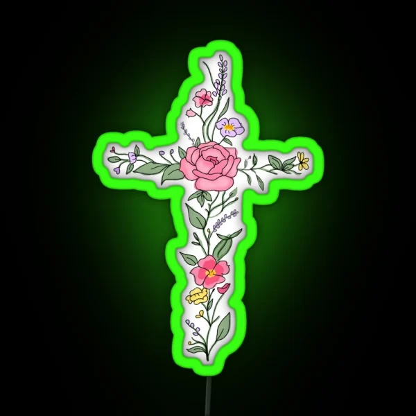 Flower Cross Mixed RGB Neon Sign